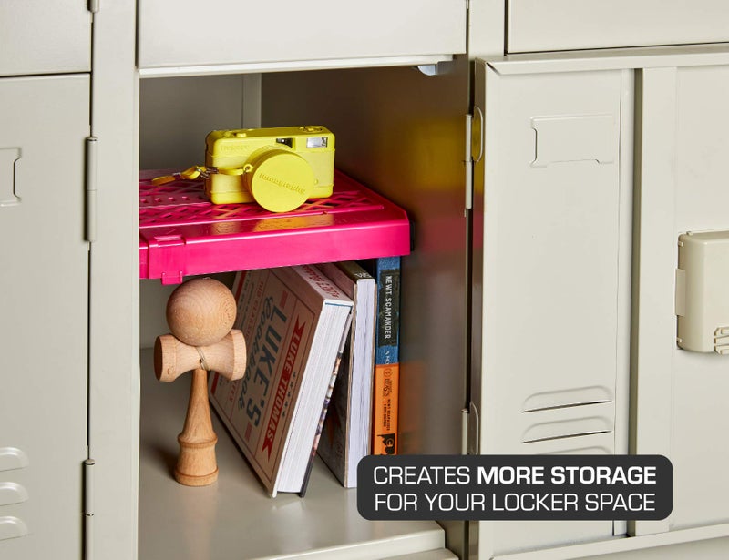 LockerMate It's Academic LockerMate Adjust-A-Shelf Locker Shelf, Easy to Use, Extends to Fit Your Locker, Pink - Image 5